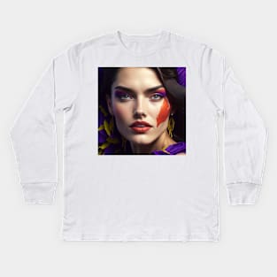 Portrait of a female model Kids Long Sleeve T-Shirt